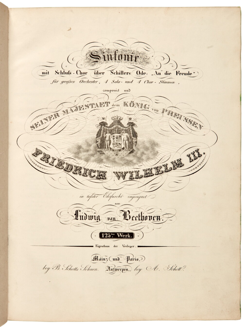 View full screen - View 1 of Lot 12. L.v. Beethoven. First edition of the Ninth Symphony, 1826.