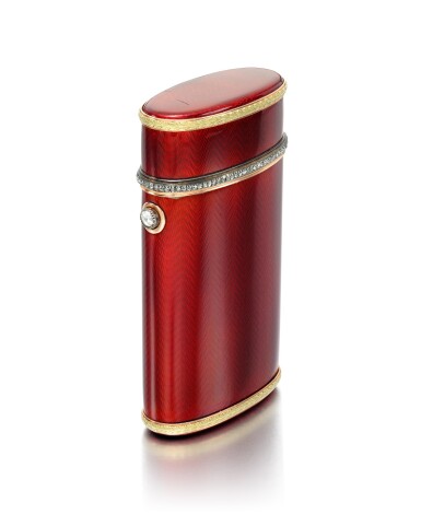 View full screen - View 1 of Lot 60. A FABERGÉ JEWELLED TWO-COLOUR GOLD-MOUNTED SILVER-GILT AND ENAMEL ETUI, WORKMASTER HENRIK WIGSTRÖM, ST PETERSBURG, 1899-1908.