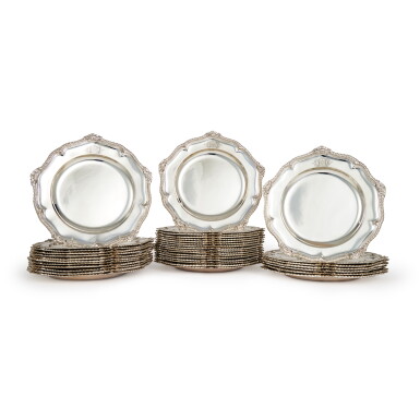 View full screen - View 1 of Lot 1122. A Set of Thirty-Six George III Silver Dinner Plates, William Grundy, London, 1767 .