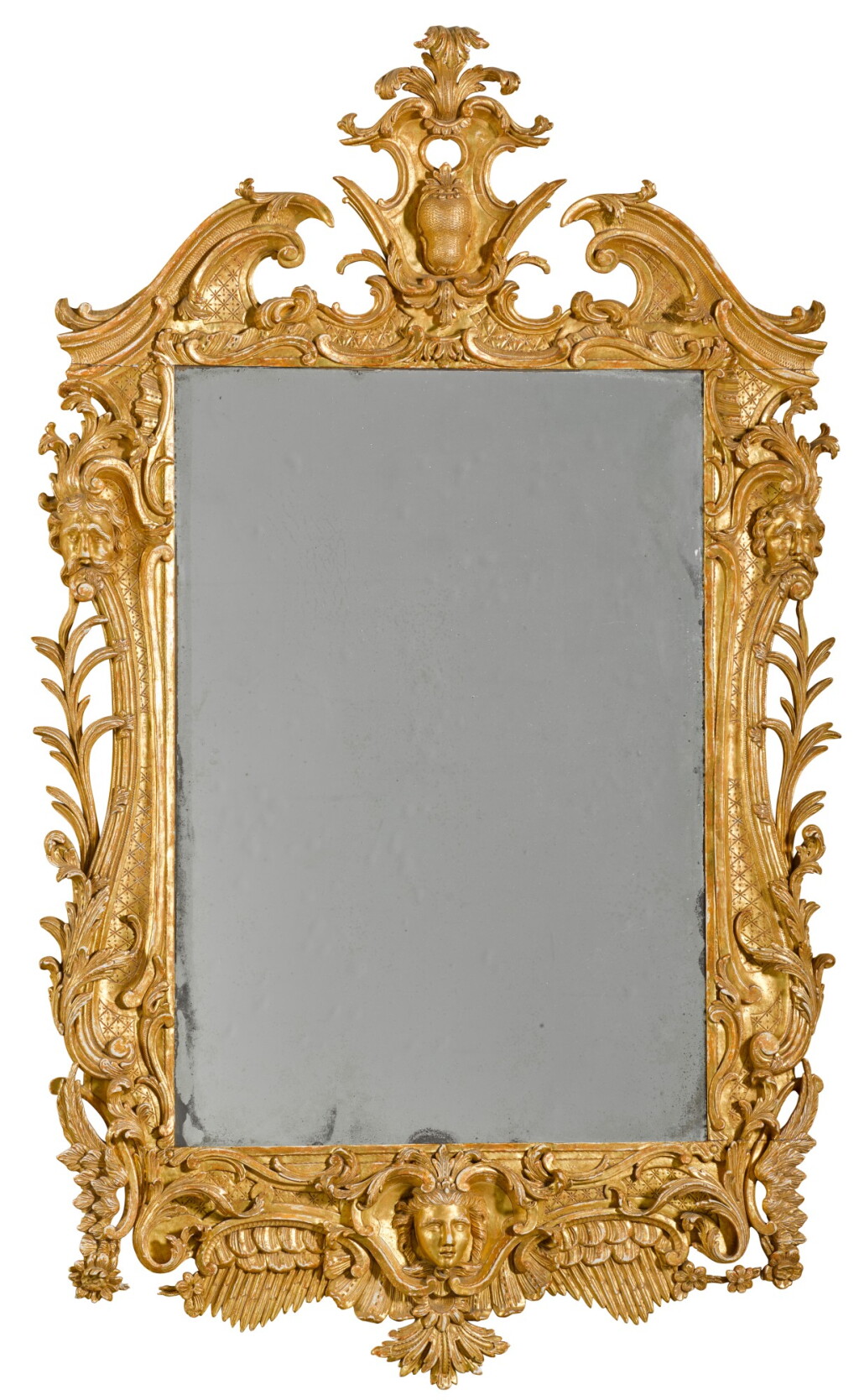 View full screen - View 1 of Lot 67. A George II carved giltwood wall mirror, probably Irish, mid-18th century.