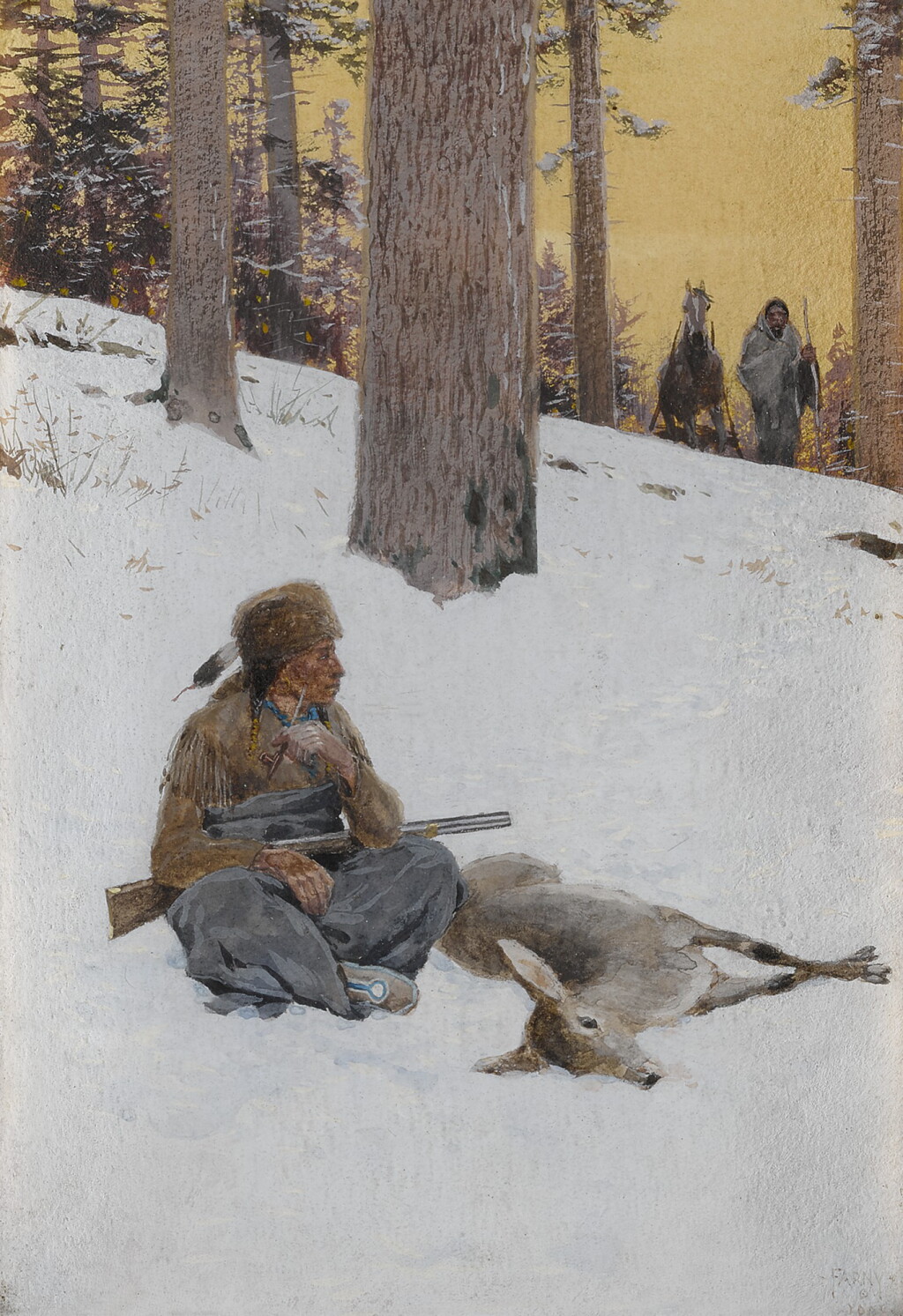View full screen - View 1 of Lot 40. Untitled (Hunter and Deer).
