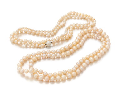 View full screen - View 1 of Lot 16. TWO CULTURED PEARL NECKLACES (DUE COLLANE IN PERLE COLTIVATE).