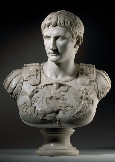 View full screen - View 1 of Lot 45. ITALIAN, 19TH CENTURY, AFTER THE ANTIQUE | BUST OF THE PRIMA PORTA AUGUSTUS .