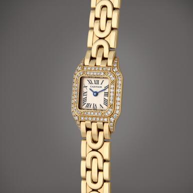 View full screen - View 1 of Lot 81. Reference 1131 Panthère | A yellow gold and diamond-set wristwatch with bracelet, Circa 1995.
