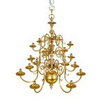 Lustre en laiton doré, Pays-Bas ou Angleterre, milieu du XVIIIe siècle