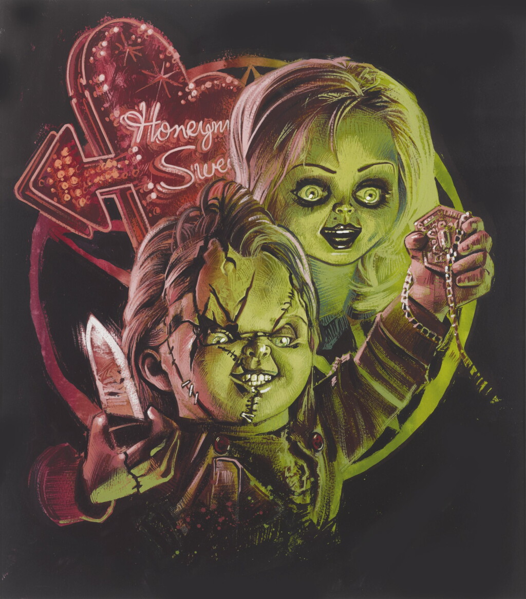 View full screen - View 1 of Lot 190. BRIDE OF CHUCKY (1988) ORIGINAL ARTWORK FOR US T-SHIRT.