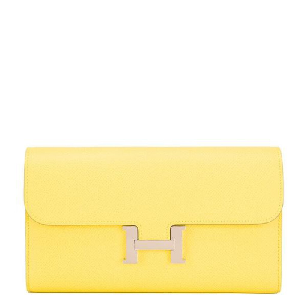 View full screen - View 1 of Lot 38. Hermès Soufre Epsom Constance Long Wallet.
