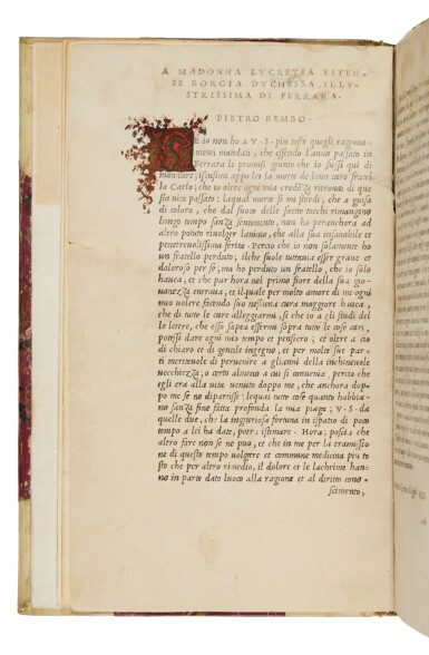 View full screen - View 1 of Lot 177. Bembo, Gli Asolani, Venice, Aldus, 1505, first issue, later half vellum, Jacobsen-Clark copy.