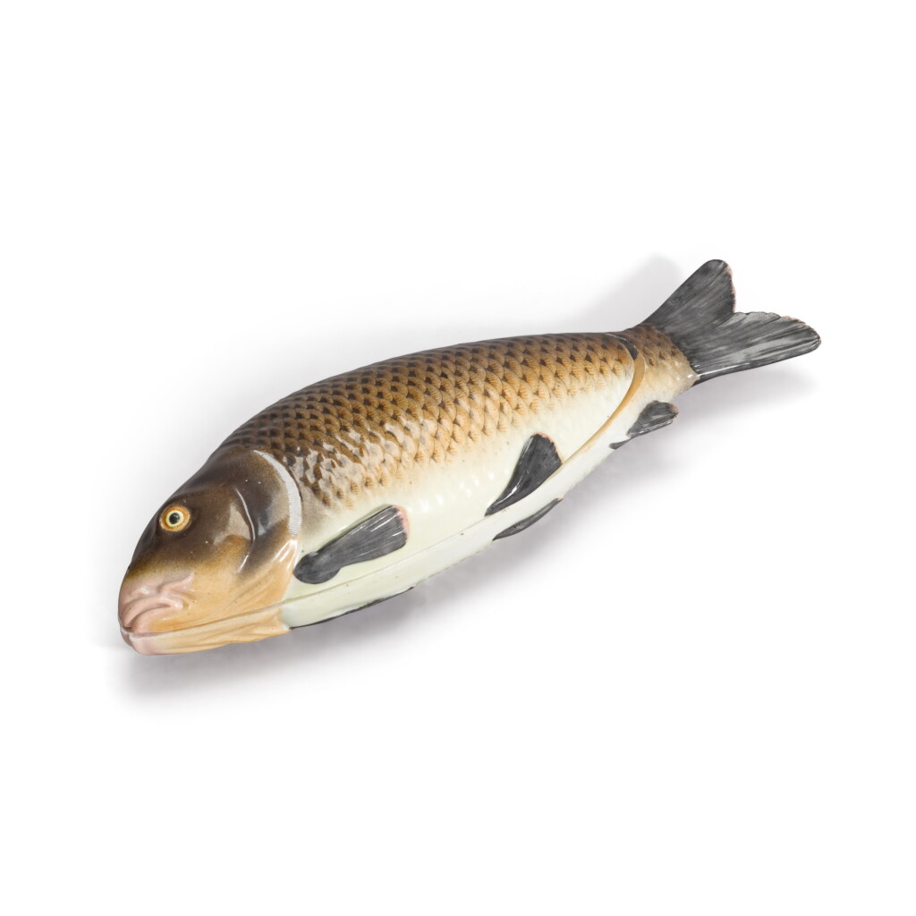 View full screen - View 1 of Lot 170. A Meissen trompe l'oeil fish box and cover, 19th century.