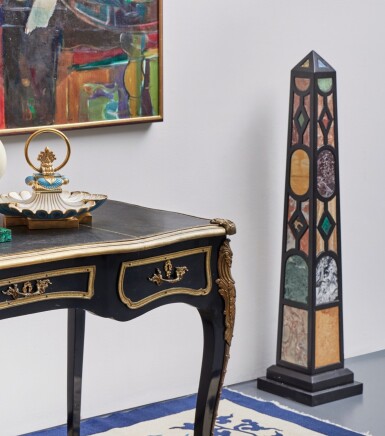 View full screen - View 1 of Lot 21. A Pair of Large Specimen Marble Obelisks.