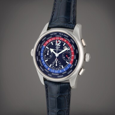 View full screen - View 1 of Lot 238. Reference 4980 WT.CC World Time Chronograph | A white gold automatic world time chronograph wristwatch with date, Circa 2005.