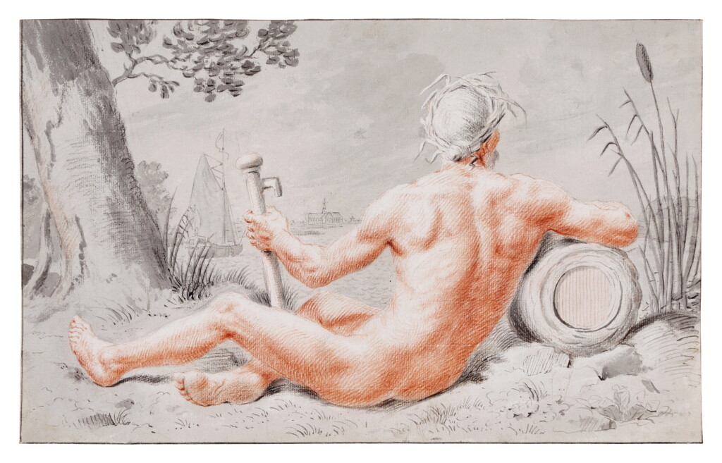 View full screen - View 1 of Lot 330. Seated male nude seen from behind (Allegory of the Spaarne?).