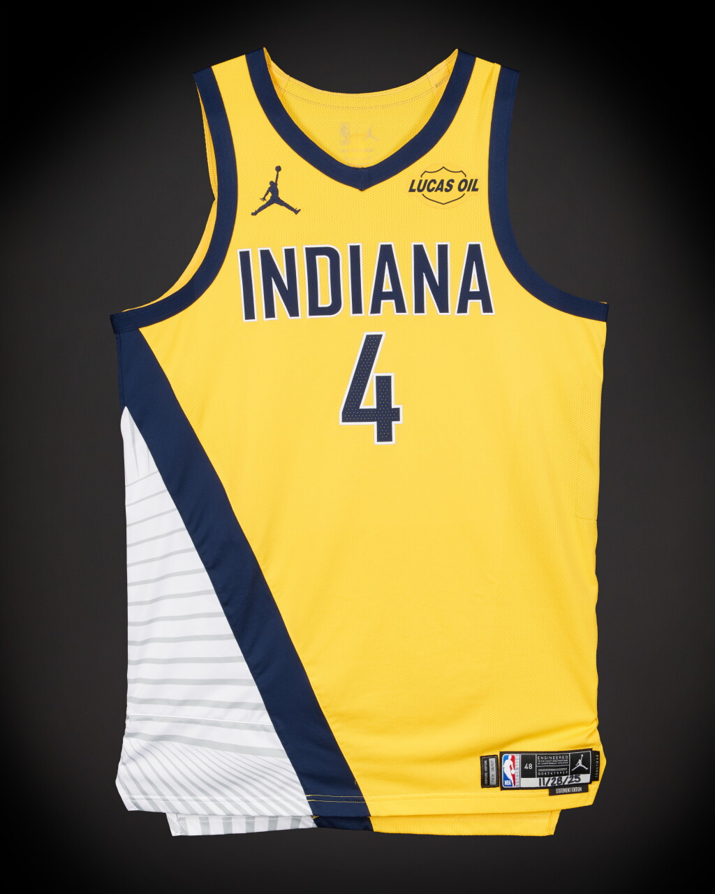 View full screen - View 1 of Lot 58. Taelon Peter Indiana Pacers 2025-2026 Emirates NBA Cup Game Worn Statement Edition Jersey.
