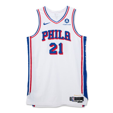 View full screen - View 1 of Lot 20. Joel Embiid Philadelphia 76ers 2023-2024 Kia Tip-Off Game Worn Association Edition Jersey.