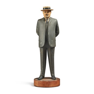 View full screen - View 1 of Lot 1711. Carved and Painted Pine Figure of a Mustachioed Gentleman, 20th Century.