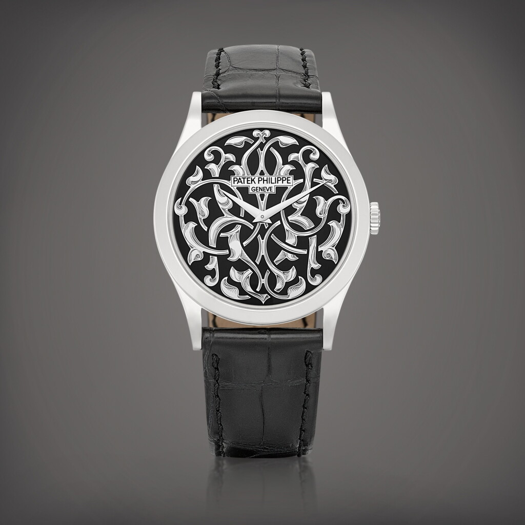 View full screen - View 1 of Lot 2147. Calatrava, Reference 5088 | A platinum wristwatch with hand-engraved champlevé black enamel dial, Circa 2021 | 百達翡麗 | CALATRAVA 型號5088 | 鉑金腕錶,備手工雕刻黑色內填琺琅錶盤,約2021年製.