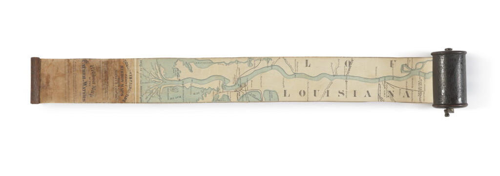 View full screen - View 1 of Lot 166. COLONEY & FAIRCHILD'S PATENT RIVER MAPS | Ribbon Map of the Father of Waters (Myron Coloney & Sidney B. Fairchild inventors & patentees). St. Louis: lithographed by Gast. Moeller & co., ca. 1866.