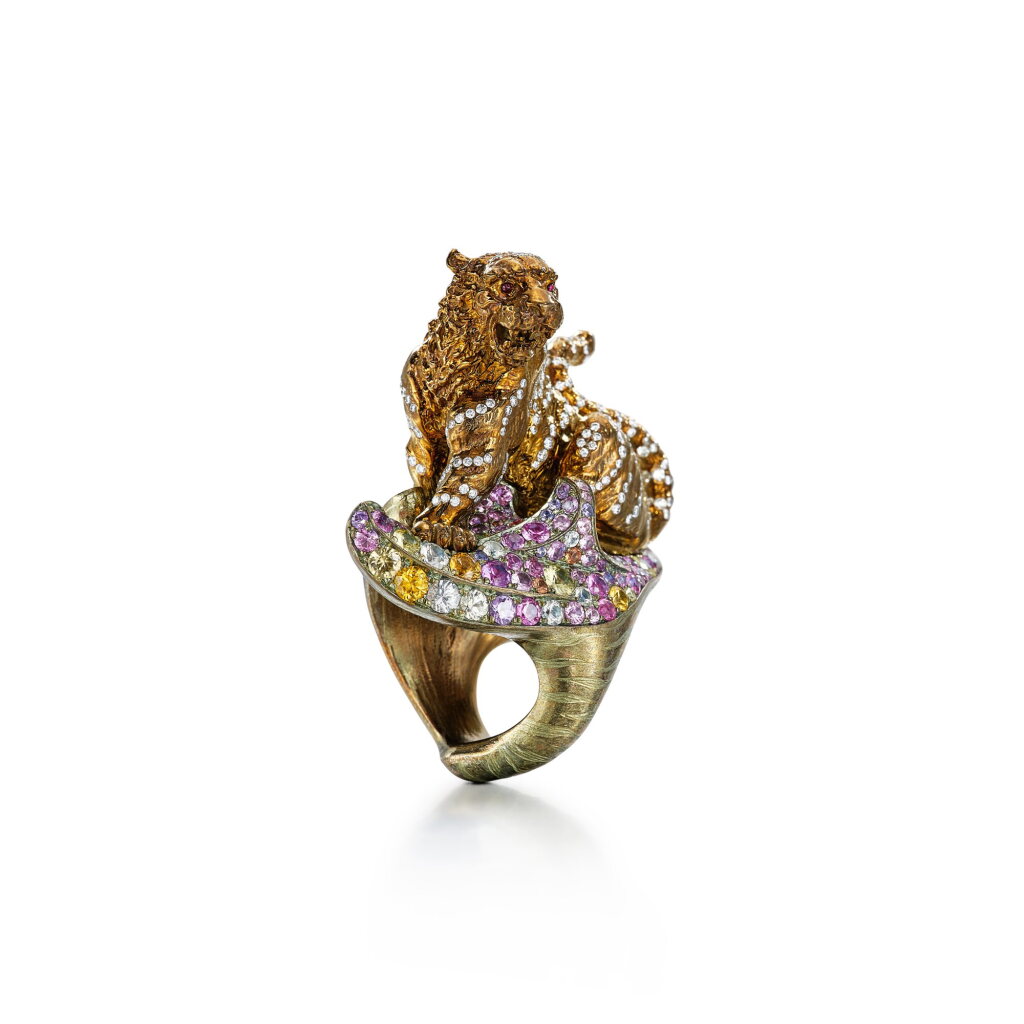 View full screen - View 1 of Lot 1861. Coloured Sapphire, Diamond and Ruby Ring | 陳世英 | 彩色剛玉 配 鑽石 及 紅寶石 戒指.