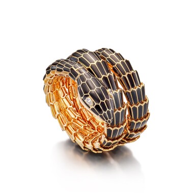 View full screen - View 1 of Lot 293. 'Serpenti' Diamond and Enamel Wristwatch | 寶格麗 | 'Serpenti' 鑽石 及 琺瑯彩 腕錶.