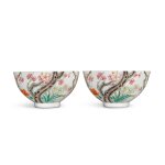A pair of famille-rose 'prunus' bowls, Late Qing dynasty | 清末 粉彩過枝梅花圖盌一對