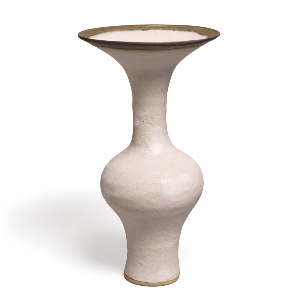 View full screen - View 1 of Lot 63. White Bottle Vase with Flared Rim.
