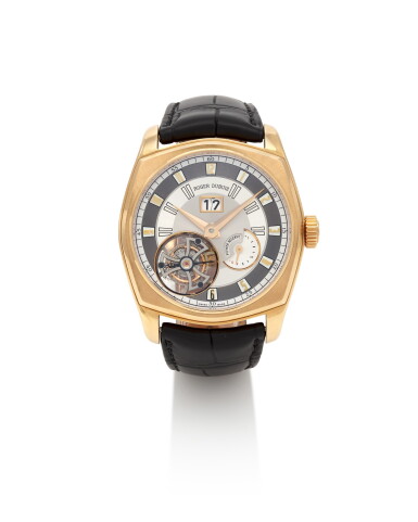 View full screen - View 1 of Lot 81. LA MONEGASQUE FLYING TOURBILLON, REFERENCE DBMG0030 PINK GOLD FLYING TOURBILLON WRISTWATCH WITH DATE AND POWER RESERVE (OROLOGIO DA POLSO IN ORO ROSA CON DATARIO E INDICATORE RISERVA DI CARICA) CIRCA 2012 | ROGER DUBUIS .