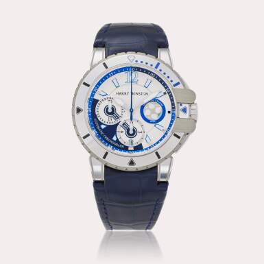 View full screen - View 1 of Lot 331. Reference 410/MCA44WZBC.WB Ocean Diver | A white gold and zalium automatic chronograph wristwatch with date, Circa 2010.