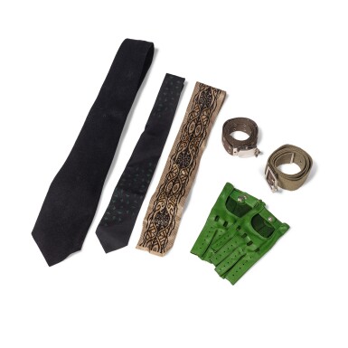 View full screen - View 1 of Lot 65. Lot of Six: Causse, One Pair of Mittens; Dior, Two Belt and Three signed ties.