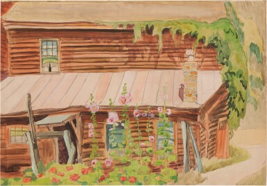 View full screen - View 1 of Lot 727. Hollyhocks.