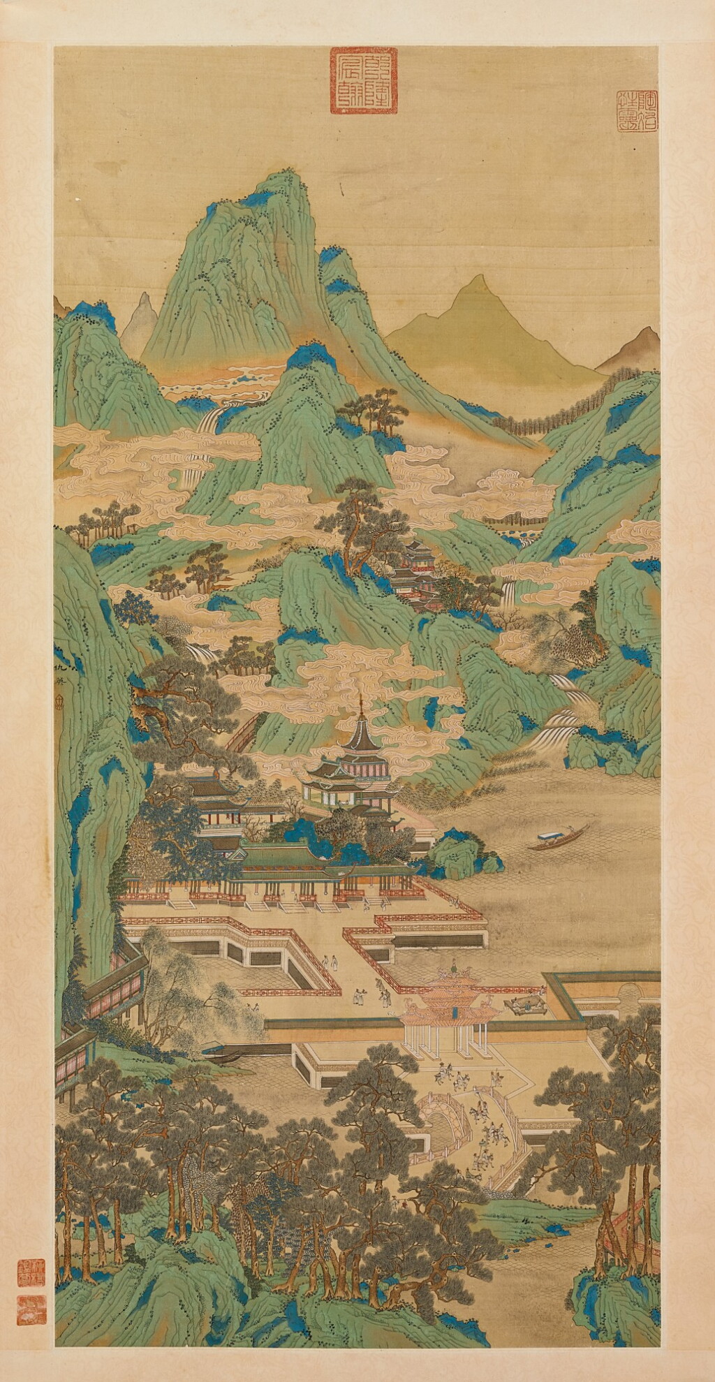 View full screen - View 1 of Lot 868. Attributed to Qiu Ying 仇英(款) | Landscape 亭臺樓閣圖.