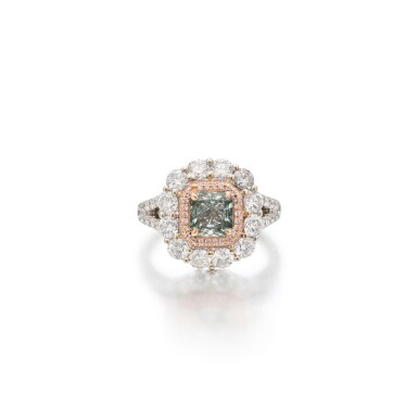 View full screen - View 1 of Lot 135. Fancy Grayish Blue Diamond, Colored Diamond and Diamond Ring.