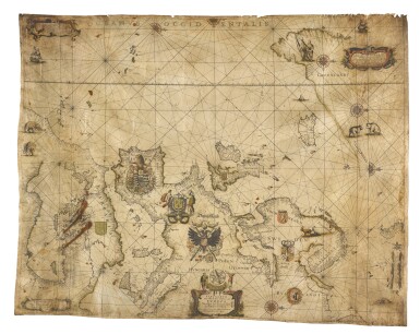 View full screen - View 1 of Lot 34. Jacobsz | Pascaarte van alle de Zee-custen van Europa, Amsterdam, 1655.