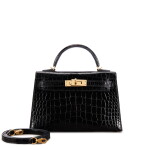 Black Shiny Mississippiensis Alligator Mini Kelly 20 II Gold Hardware, 2017