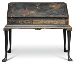 A GEORGE I BLACK JAPANNED BUREAU, CIRCA 1720