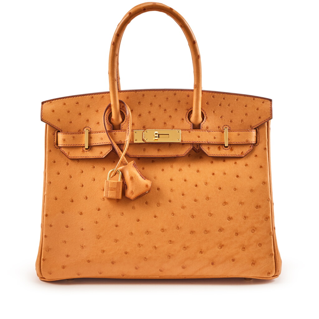 View full screen - View 1 of Lot 19. Natural Sable Ostrich Birkin 30 Gold Hardware, 2017.