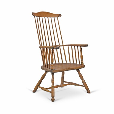 View full screen - View 1 of Lot 340. Very Rare and Large Comb-Back Windsor Armchair, Manner of Thomas Gilpin (1700-1766) or Francis Trumble (1716-1798), Philadelphia, Pennsylvania, Circa 1750.