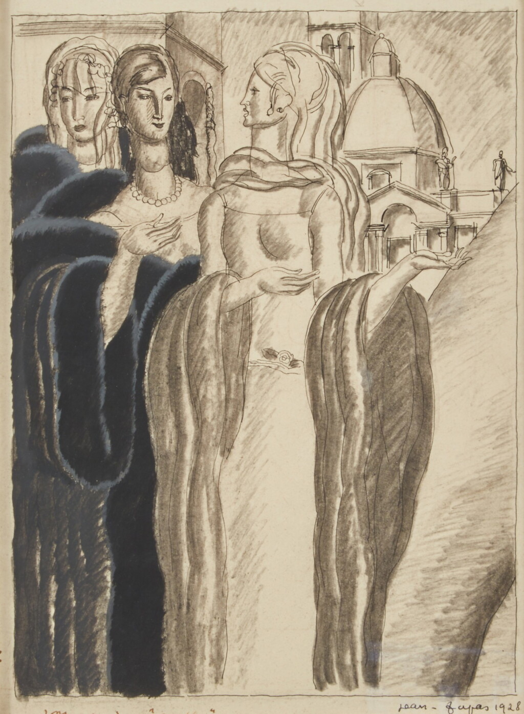 View full screen - View 1 of Lot 68. Drawing of Three Women.