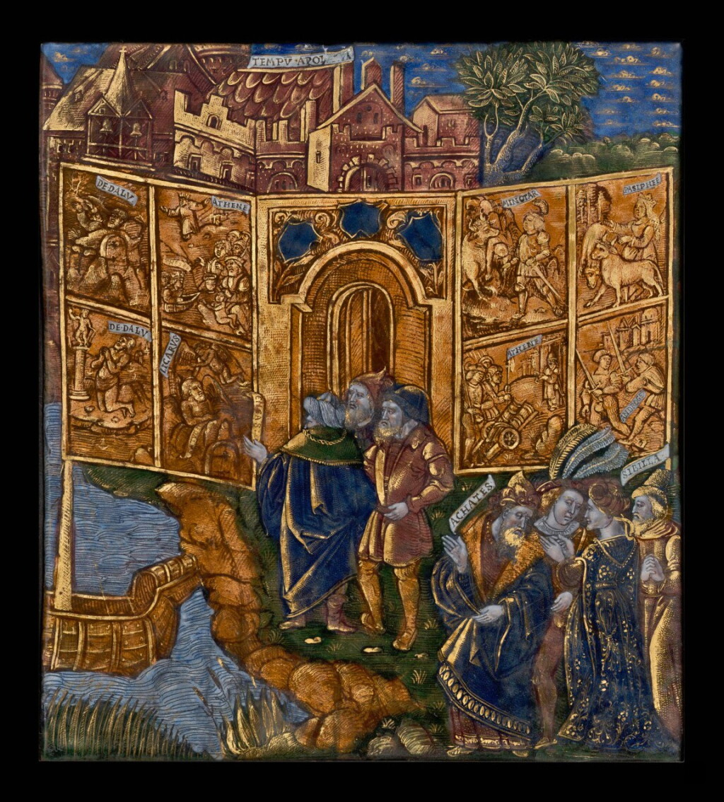 View full screen - View 1 of Lot 33. Master of the Aeneid, French, Limoges, circa 1530 | Plaque with Aeneas and the Cumaean Sibyl.
