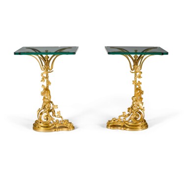 View full screen - View 1 of Lot 138. A pair of French gilt-bronze side tables, 20th century.