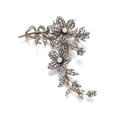 View full screen - View 1 of Lot 942. Diamond brooch / devant-de-corsage, late 19th century.