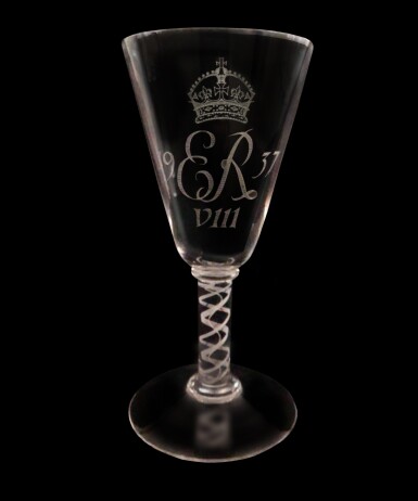 View full screen - View 1 of Lot 10. A diamond-point-engraved colour-twist commemorative goblet made for the coronation of Edward VIII, 1937.