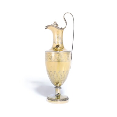 View full screen - View 1 of Lot 90. A French silver-gilt ewer and basin, maker's mark JB (?), Paris, circa 1800.