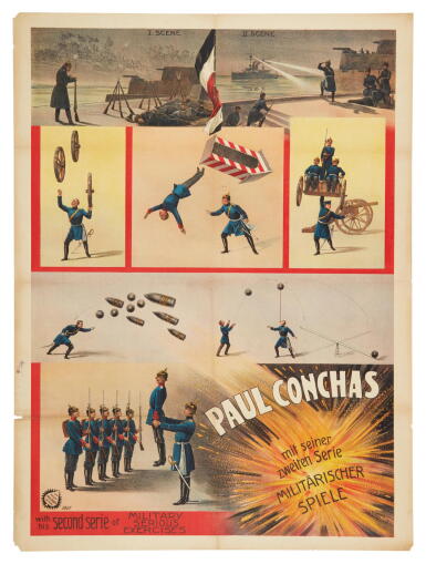 View full screen - View 1 of Lot 185. Conchas, Paul (Paul Huett) | Military play with a strongman juggler.