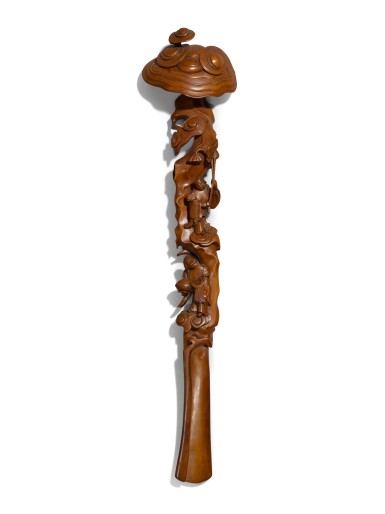 View full screen - View 1 of Lot 85. A large boxwood ruyi-sceptre, Late Qing dynasty | 晚清 黃楊木如意.