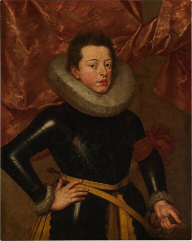 View full screen - View 1 of Lot 16. Portrait of Francesco Gonzaga, three-quarter length, wearing armor.