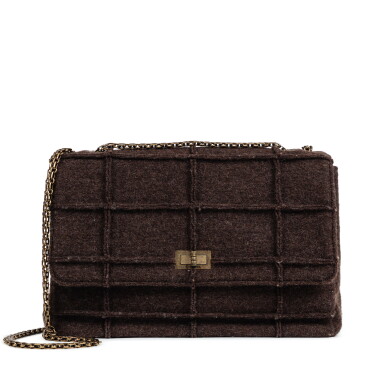View full screen - View 1 of Lot 407. Brown Wool Felt Fabric 2.55 Maxi Simple Flap Brushed Gold Hardware, 1997-1999.