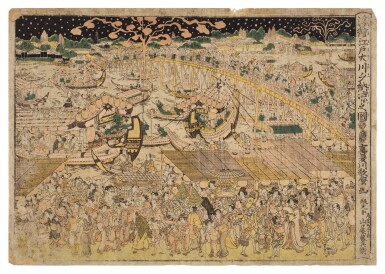 View full screen - View 1 of Lot 6. Kitagawa Utamaro (1754-1806) | Evening Cool at Okawa in Edo (Edo Okawa yu-noryo no zu) | Edo period, 19th century.