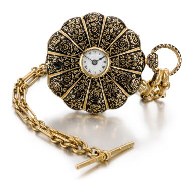 View full screen - View 1 of Lot 1023. MOULINE FRÈRES | GOLD AND ENAMEL HALF-HUNTING CASED LEVER WATCH CIRCA 1840.
