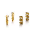 Two pairs of earclips, Schlumberger and Cartier