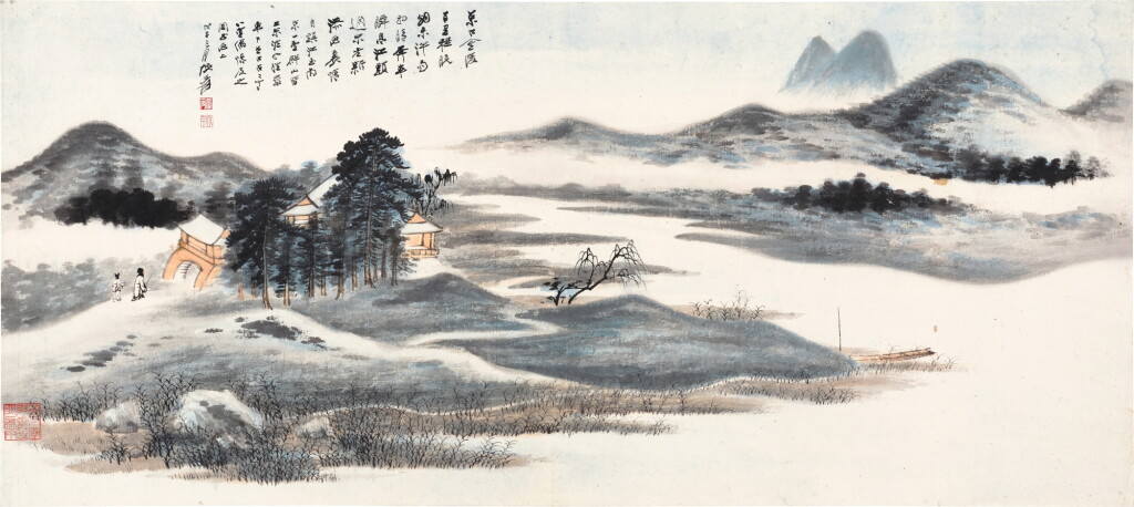 View full screen - View 1 of Lot 3131. 張大千 京口道中小景 | Chang Dai-chien (Zhang Daqian), Enroute Jingkou-Jinling.